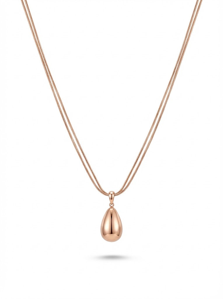 Rose Gold Teardrop Pendant Necklace Delicate Chain With Earrings