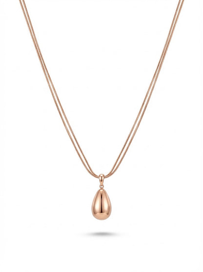 Rose Gold Teardrop Pendant Necklace Delicate Chain With Earrings