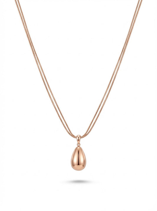Rose Gold Teardrop Pendant Necklace Delicate Chain With Earrings