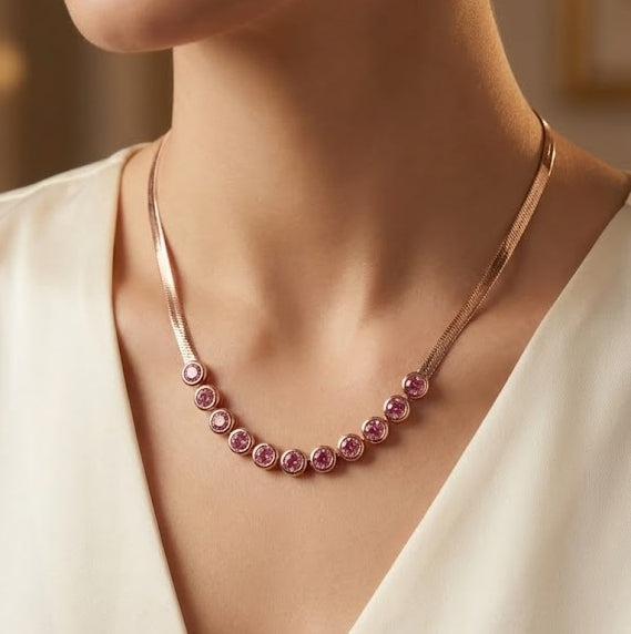 Pink Stone Delicate Chain