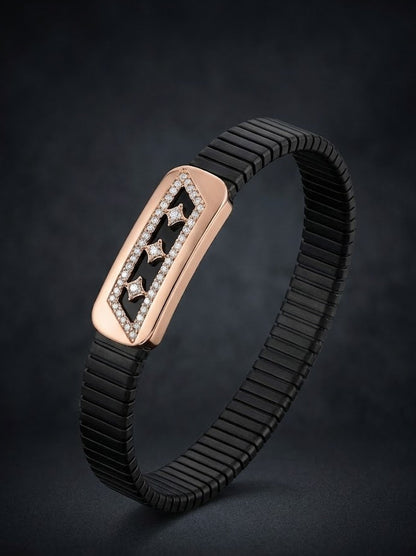 Black Flex Bracelet with Rose Gold Diamond Accent