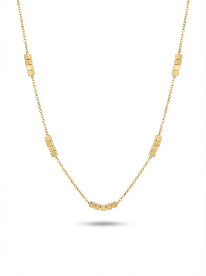 Cube Shaped Beads Gold Chain Necklace