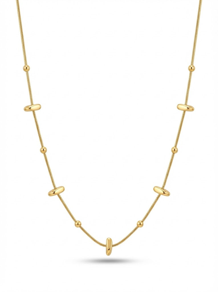 Minimalist Gold Chain Necklace With Bead & Accents